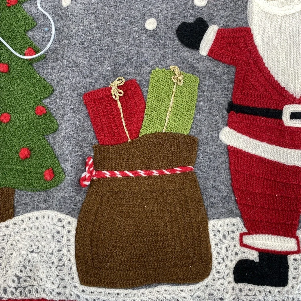 Rachel Zoe Table Runner Christmas Penguins Santa Embroidered Charcoal Gray Wool